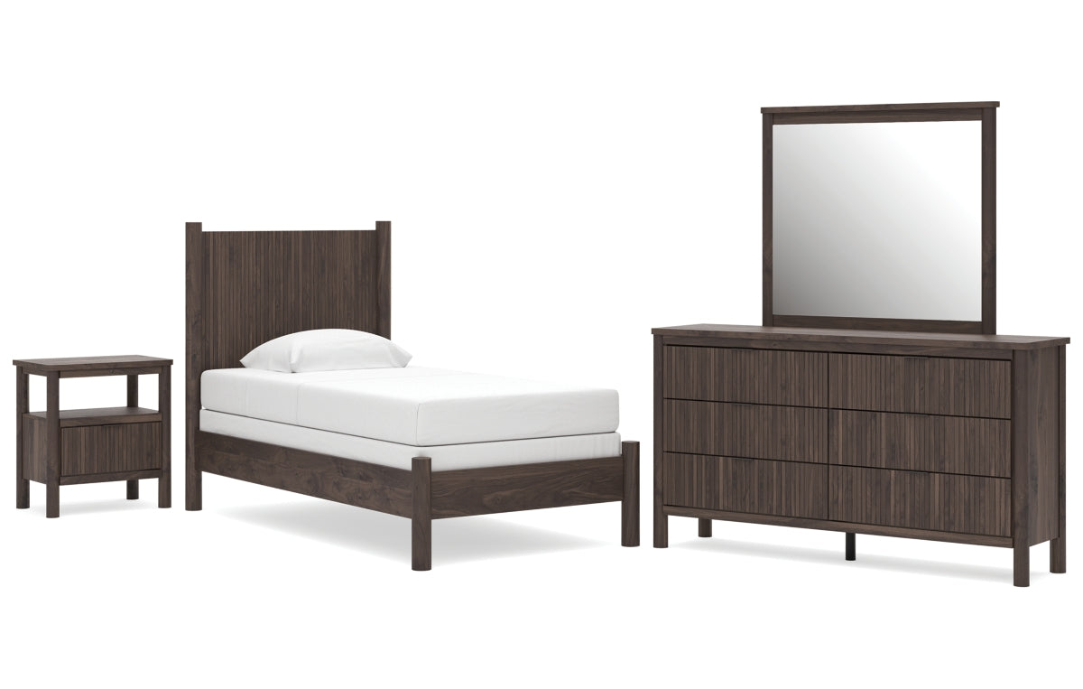 Pamytta Twin Panel Bed, Dresser, Mirror and Nightstand