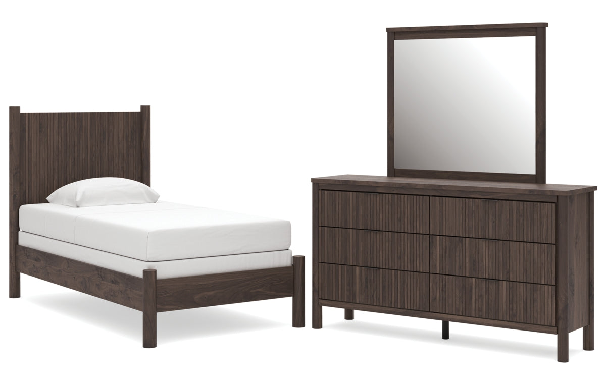 Pamytta Twin Panel Bed, Dresser and Mirror