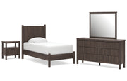 Pamytta Twin Panel Platform Bed, Dresser, Mirror and Nightstand