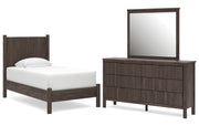 Pamytta Twin Panel Platform Bed, Dresser and Mirror