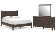 Pamytta Queen Panel Platform Bed, Dresser and Mirror