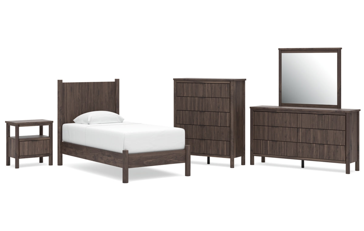 Pamytta Twin Panel Platform Bed, Dresser, Mirror, Chest and Nightstand