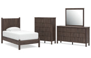 Pamytta Twin Panel Platform Bed, Dresser, Mirror and Chest