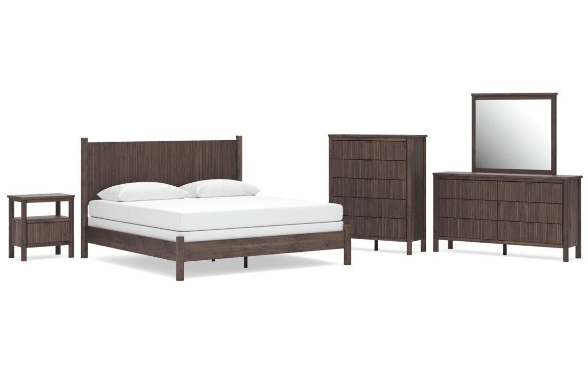 Pamytta King Panel Bed, Dresser, Mirror, Chest and Nightstand