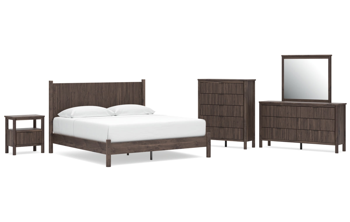 Pamytta King Panel Platform Bed, Dresser, Mirror, Chest and Nightstand