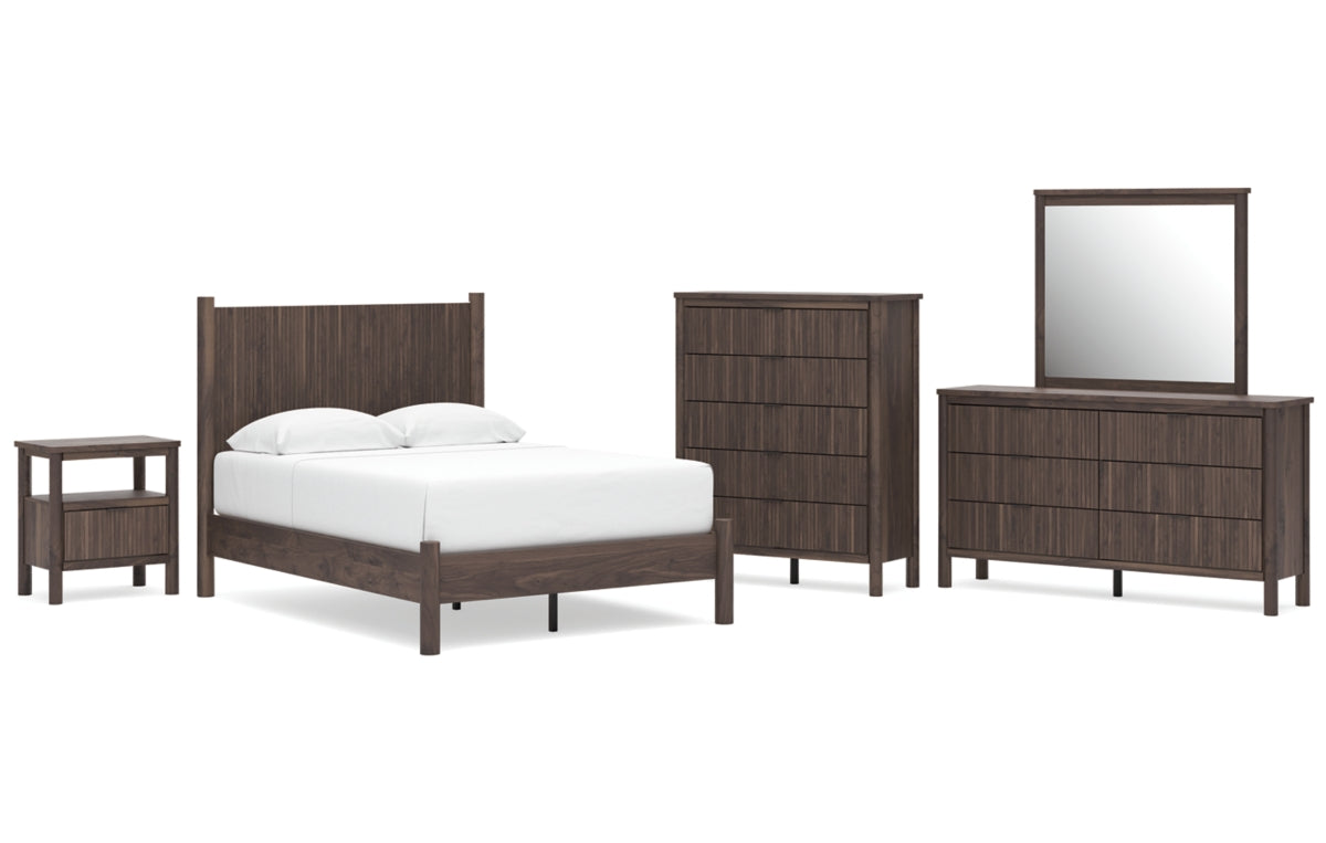 Pamytta Full Panel Platform Bed, Dresser, Mirror, Chest and Nightstand