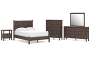 Pamytta Full Panel Platform Bed, Dresser, Mirror, Chest and Nightstand