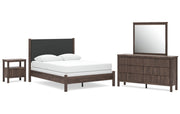Pamytta Queen Upholstered Panel Bed, Dresser, Mirror and Nightstand