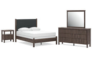 Pamytta Full Upholstered Panel Bed, Dresser, Mirror and Nightstand