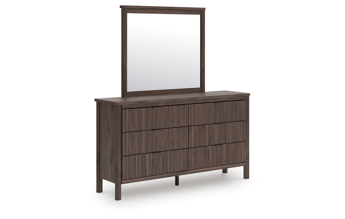 Pamytta King Upholstered Panel Bed, Dresser, Mirror, Chest and Nightstand