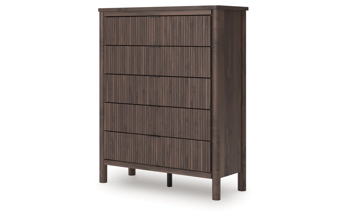 Pamytta Queen Upholstered Panel Bed, Dresser, Mirror, Chest and Nightstand