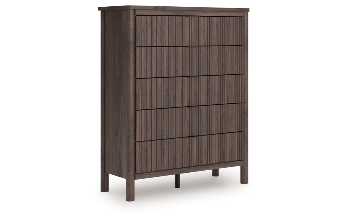 Pamytta King Upholstered Panel Bed, Dresser, Mirror, Chest and Nightstand