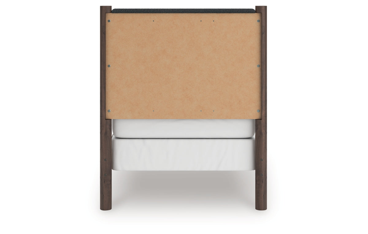 Pamytta Twin Upholstered Panel Bed, Dresser, Mirror and Nightstand