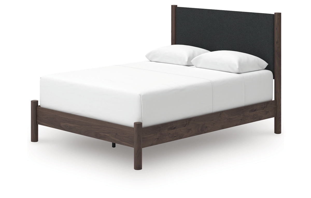 Pamytta Queen Upholstered Panel Bed, Dresser, Mirror, Chest and Nightstand