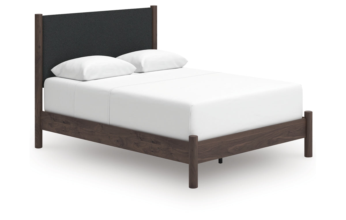 Pamytta Queen Upholstered Panel Bed, Dresser, Mirror, Chest and Nightstand