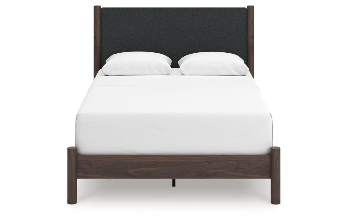 Pamytta Queen Upholstered Panel Bed, Dresser, Mirror, Chest and Nightstand