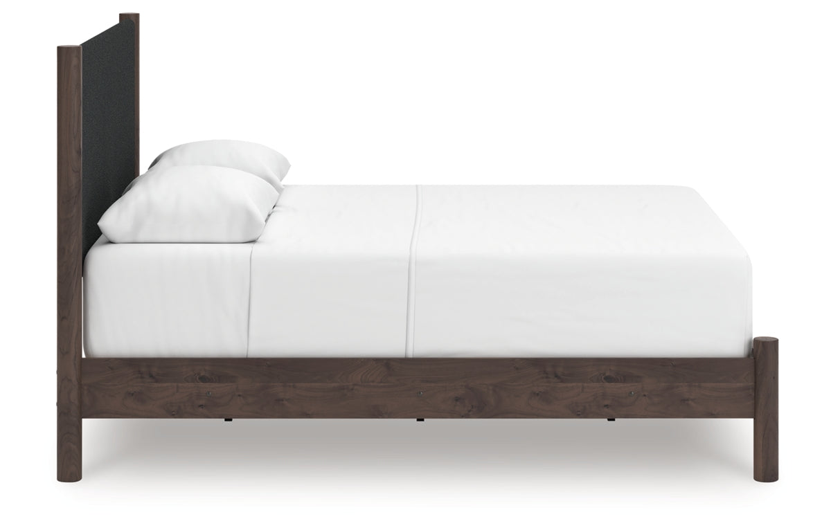 Pamytta Queen Upholstered Panel Bed, Dresser, Mirror, Chest and Nightstand