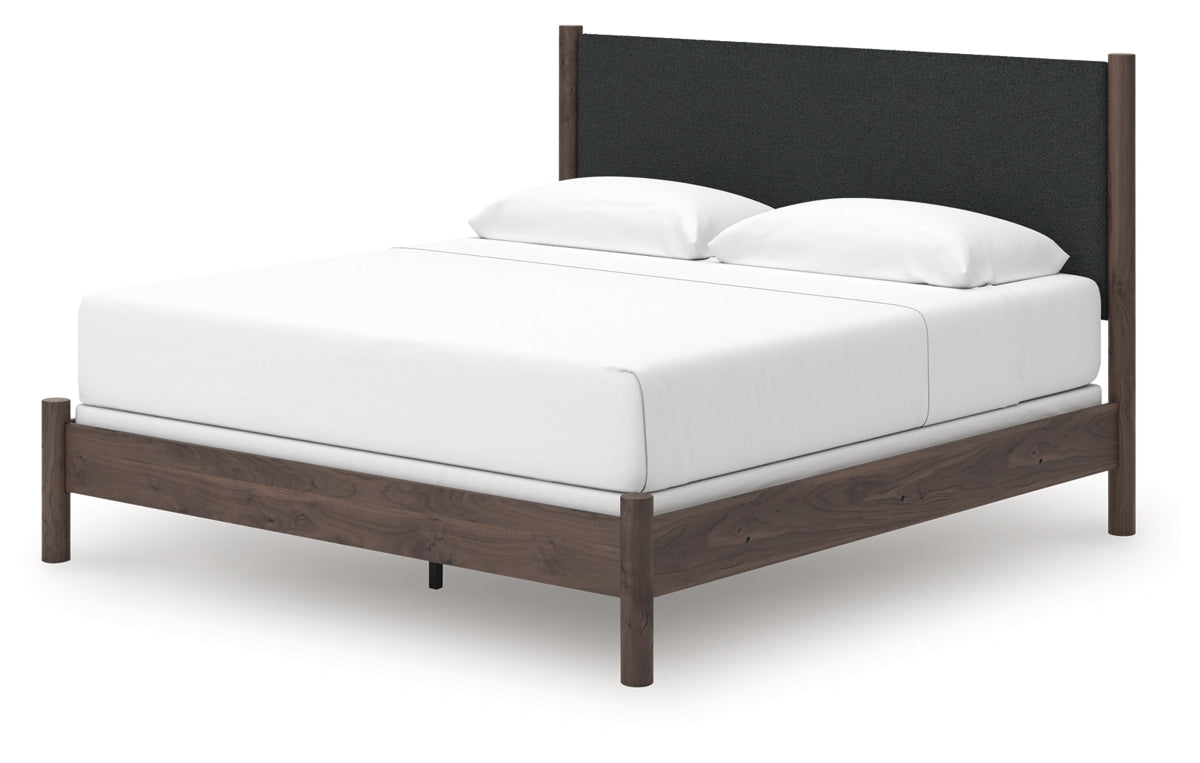 Pamytta King Upholstered Panel Bed, Dresser, Mirror and Nightstand