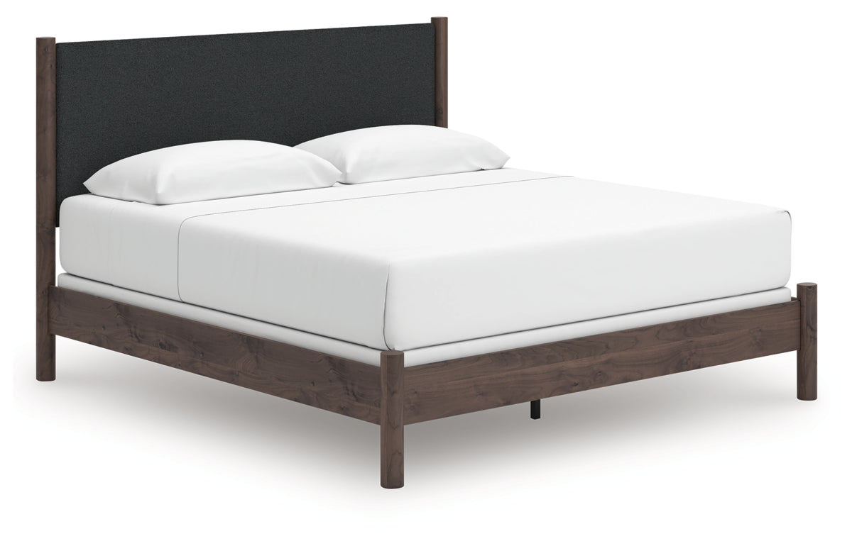 Pamytta King Upholstered Panel Bed, Dresser, Mirror, Chest and Nightstand