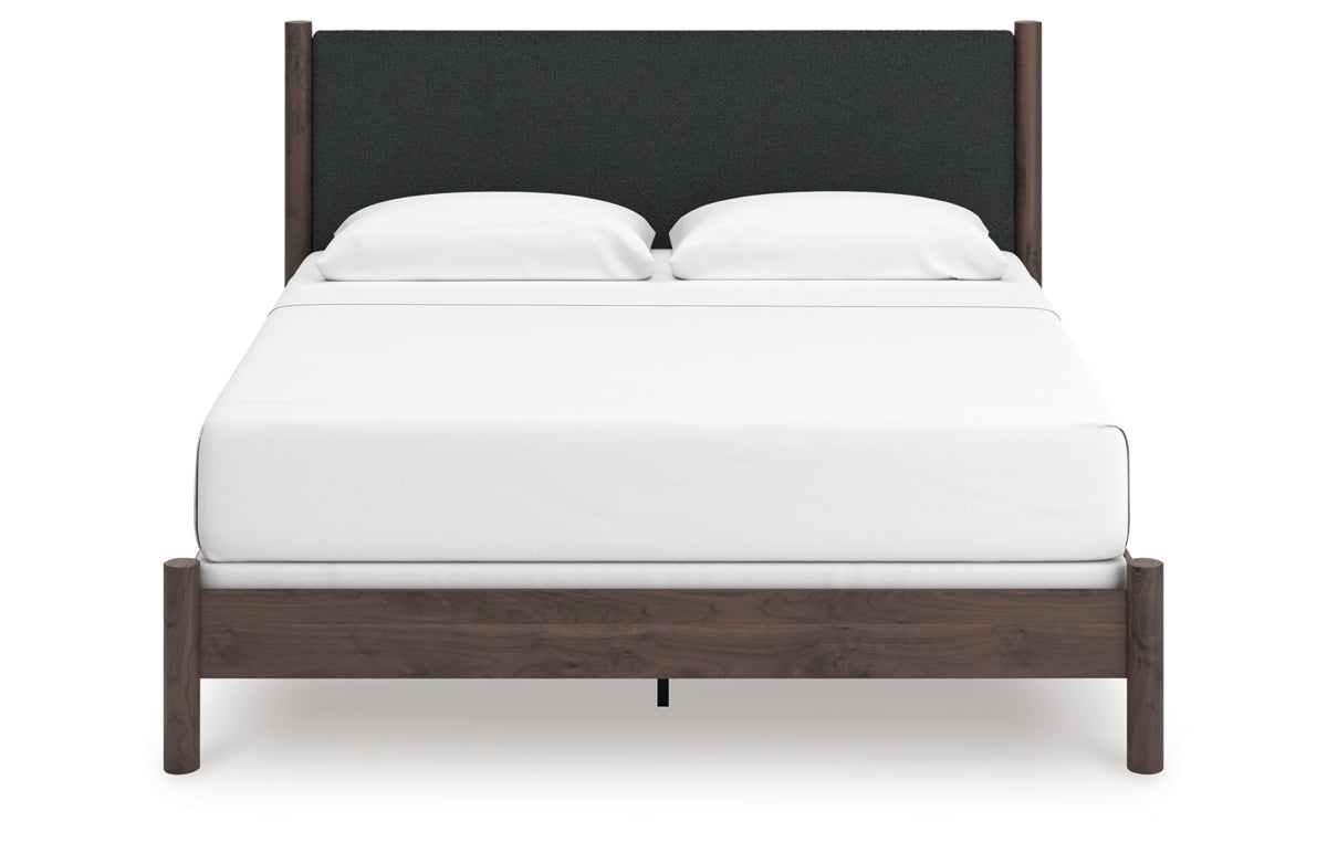 Pamytta King Upholstered Panel Bed, Dresser, Mirror, Chest and Nightstand