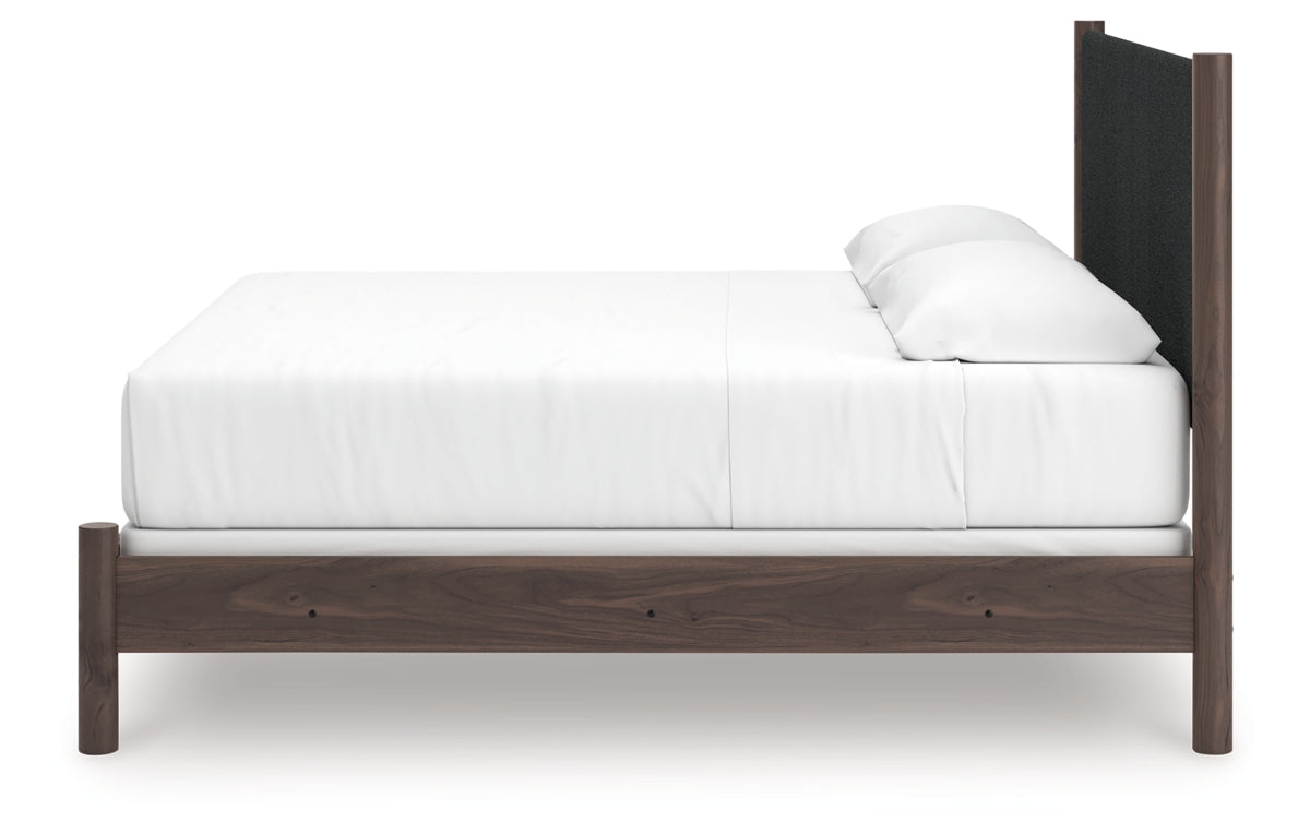 Pamytta King Upholstered Panel Bed, Dresser, Mirror, Chest and Nightstand