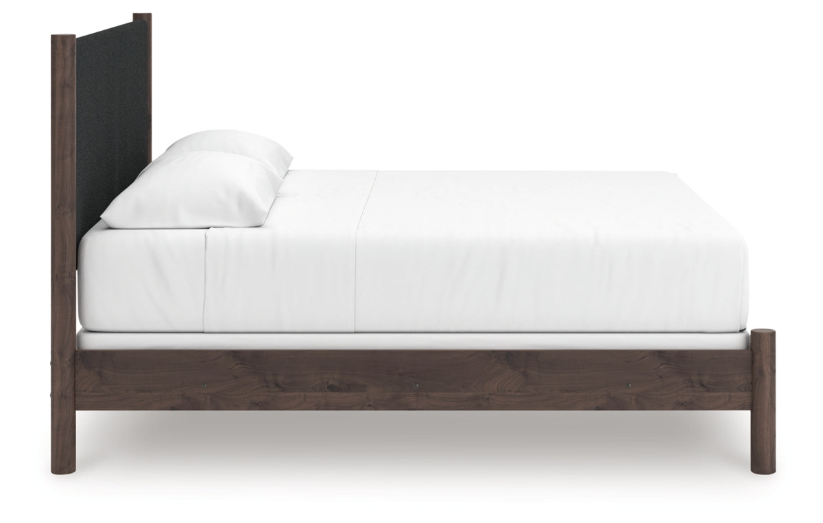 Pamytta King Upholstered Panel Bed, Dresser, Mirror, Chest and Nightstand