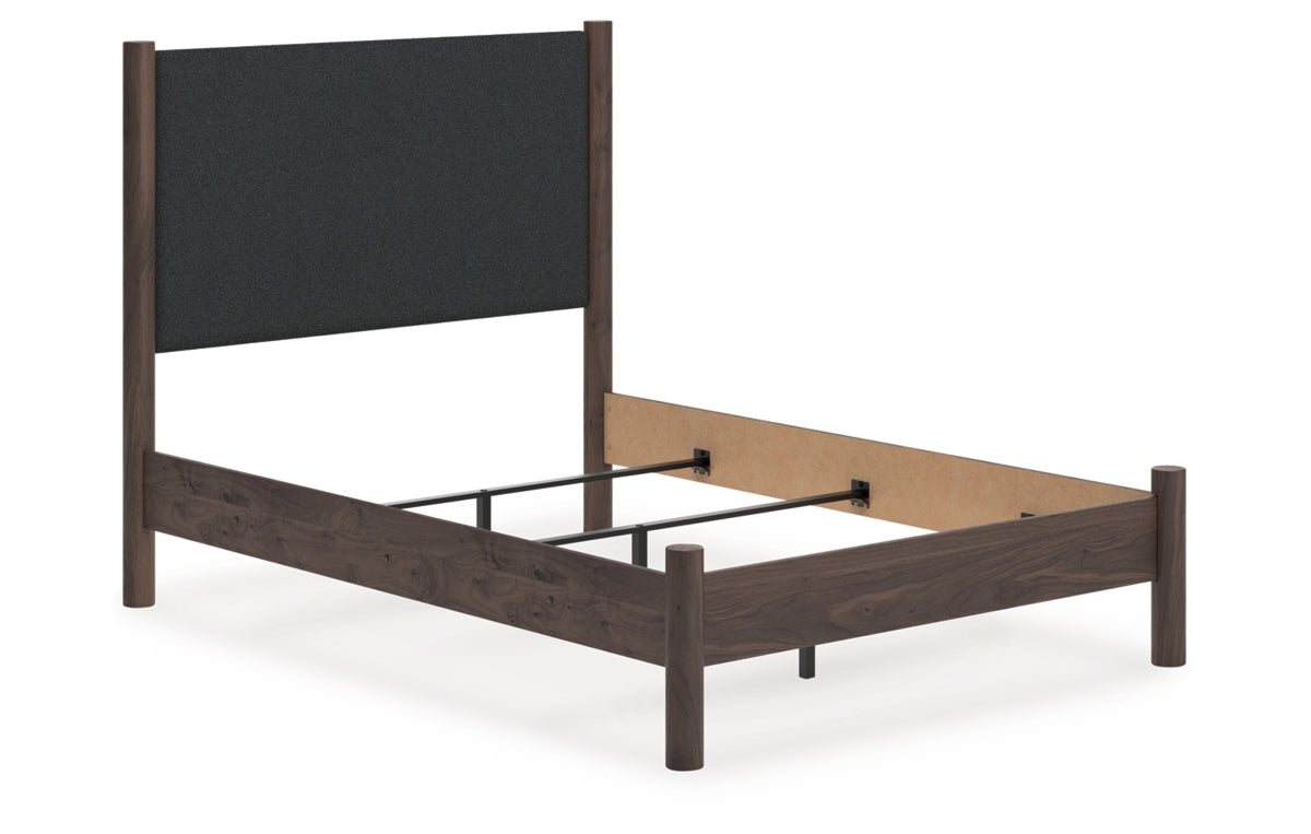 Pamytta Full Upholstered Panel Bed, Dresser, Mirror, Chest and Nightstand