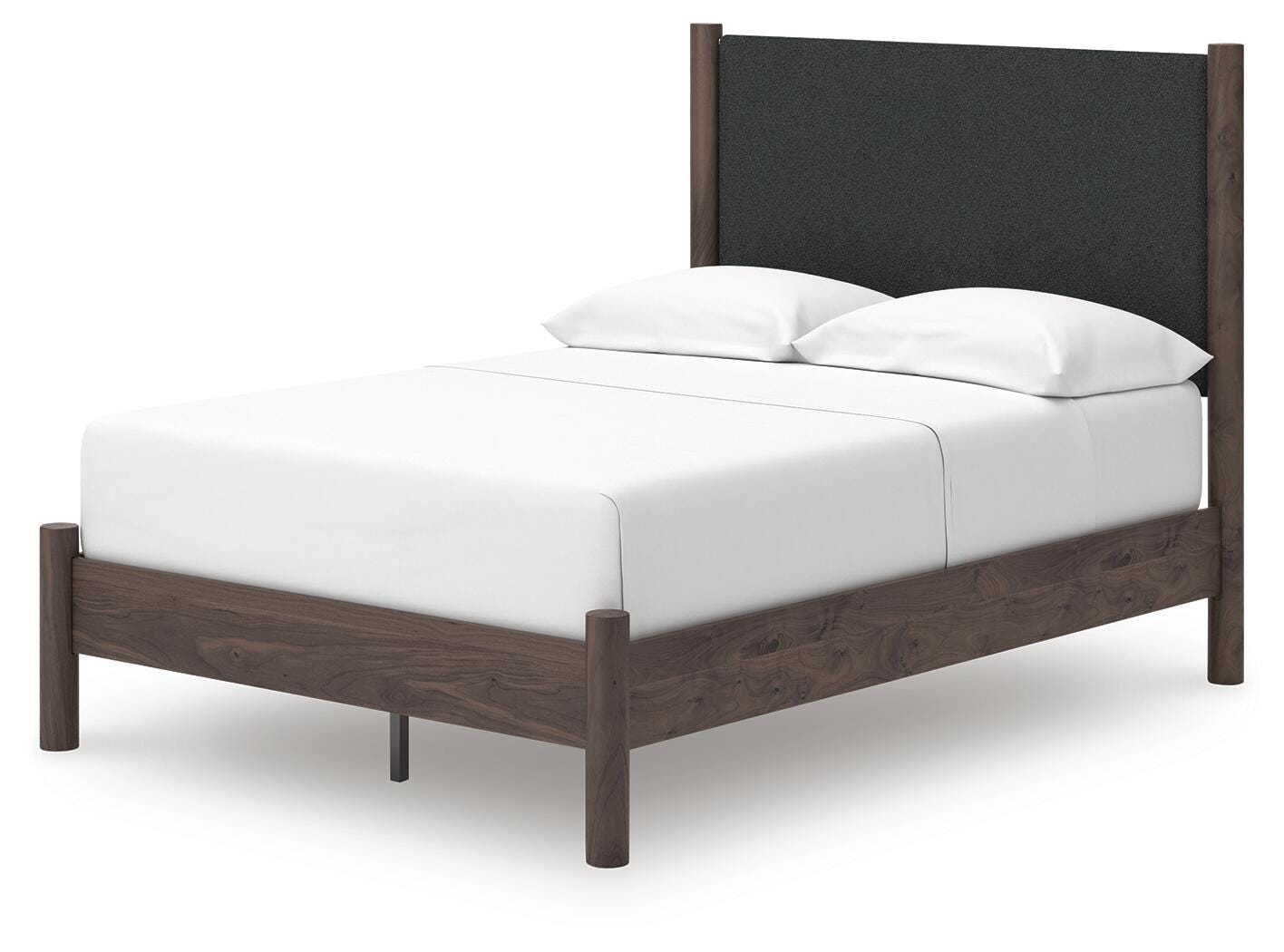 Pamytta Full Upholstered Panel Platform Bed, Dresser, Mirror and Nightstand