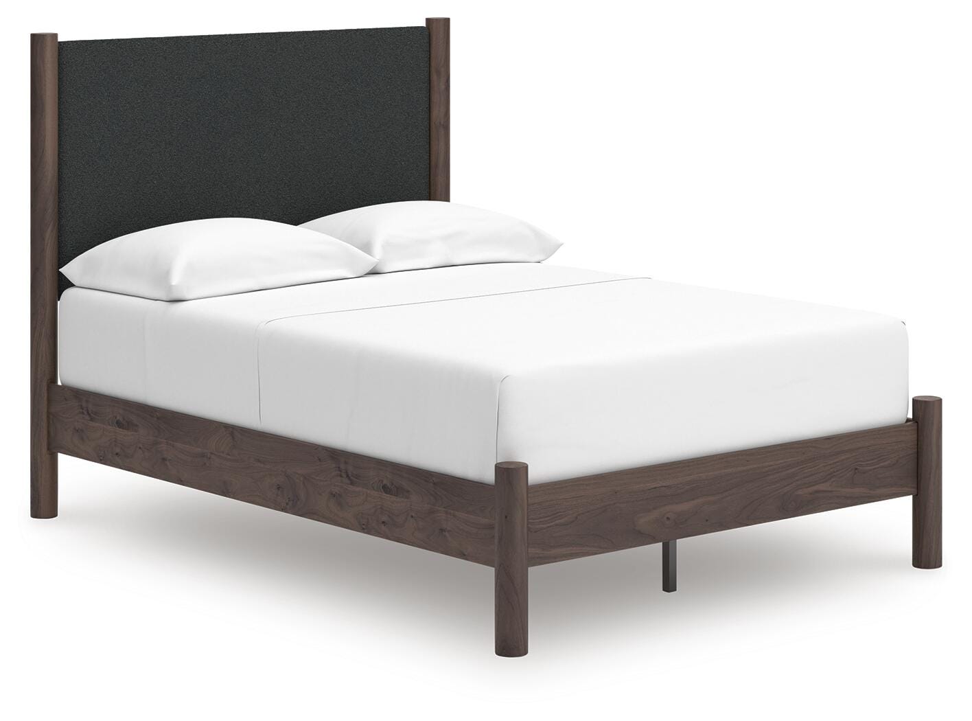 Pamytta Full Upholstered Panel Platform Bed, Dresser, Mirror and Nightstand