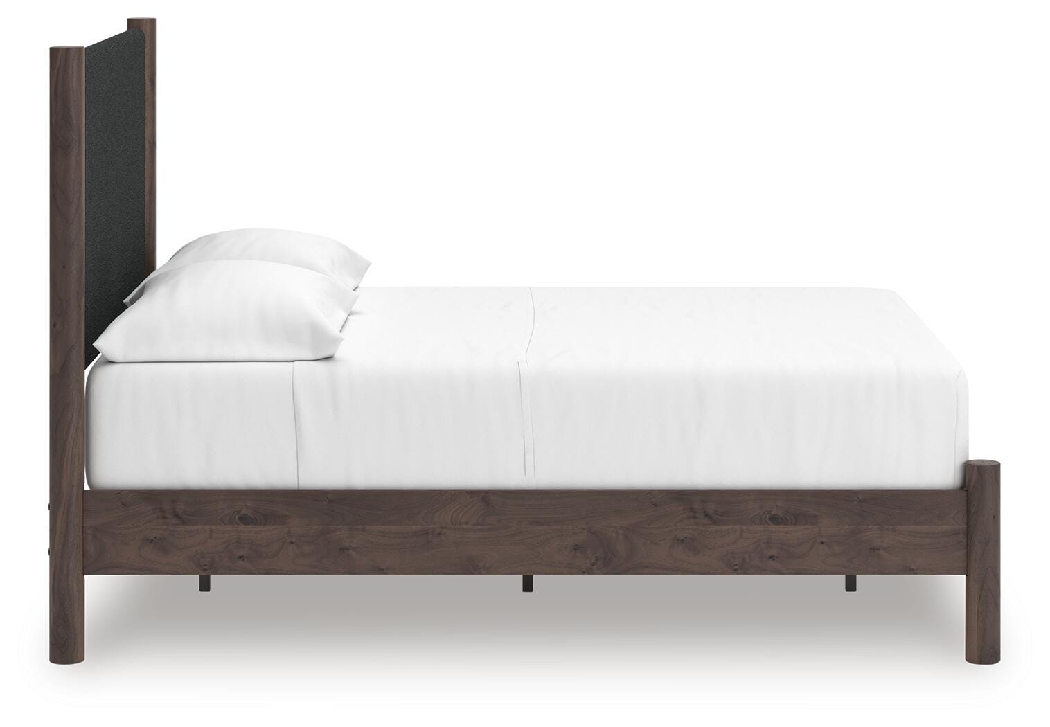 Pamytta Full Upholstered Panel Platform Bed, Dresser, Mirror and Nightstand