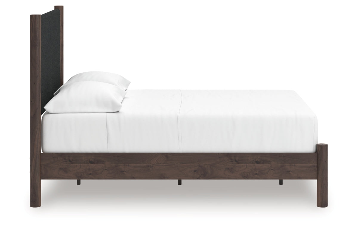 Pamytta Full Upholstered Panel Platform Bed, Dresser, Mirror, Chest and Nightstand