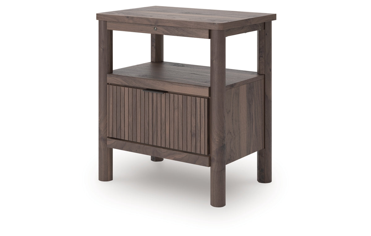 Pamytta Queen Upholstered Panel Bed, Dresser, Mirror, Chest and Nightstand