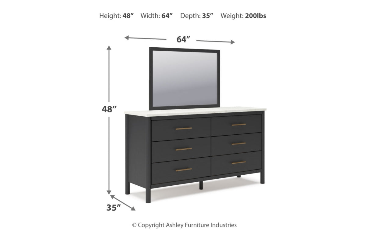 Cadmori Full Upholstered Panel Bed with Mirrored Dresser and Nightstand