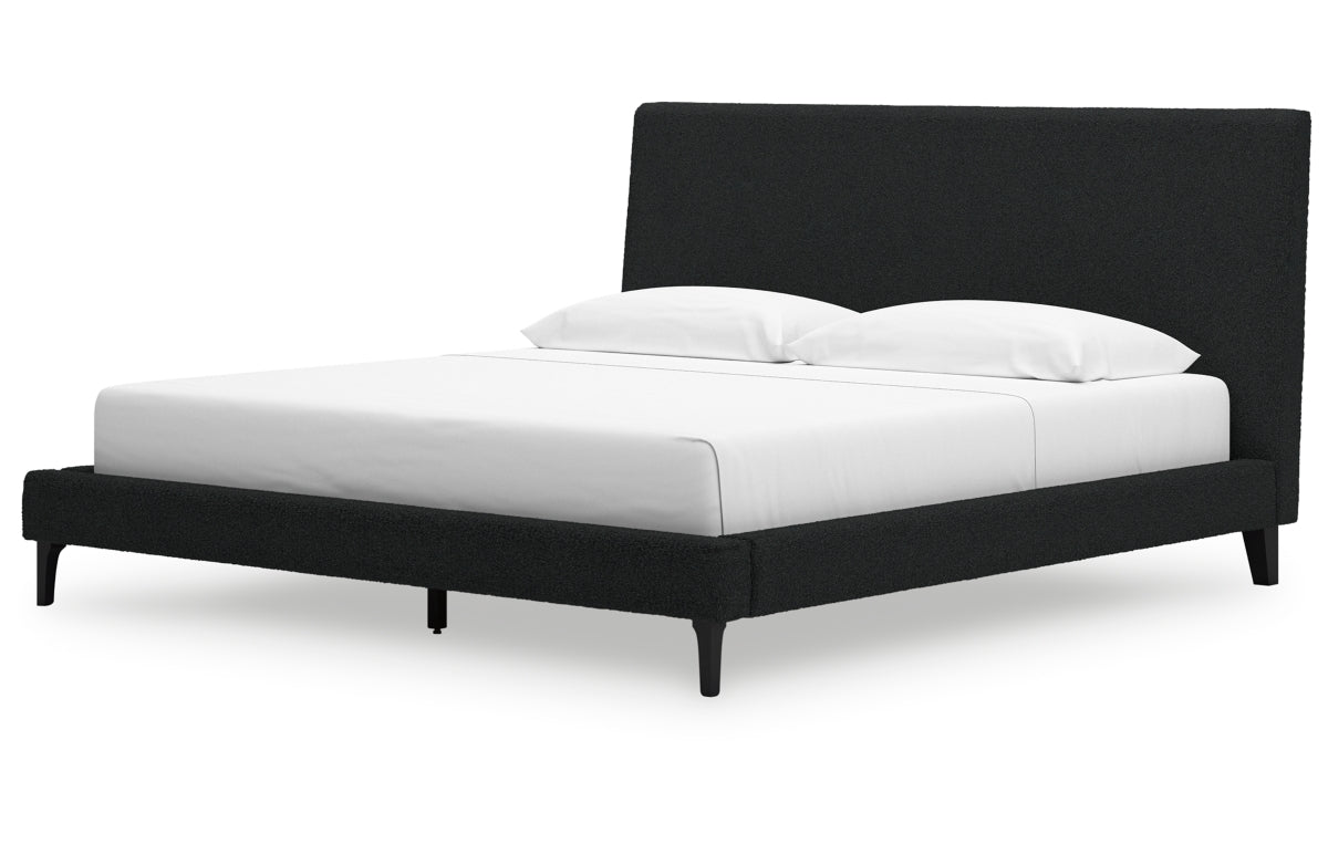 Cadmori King Upholstered Bed with Mirrored Dresser