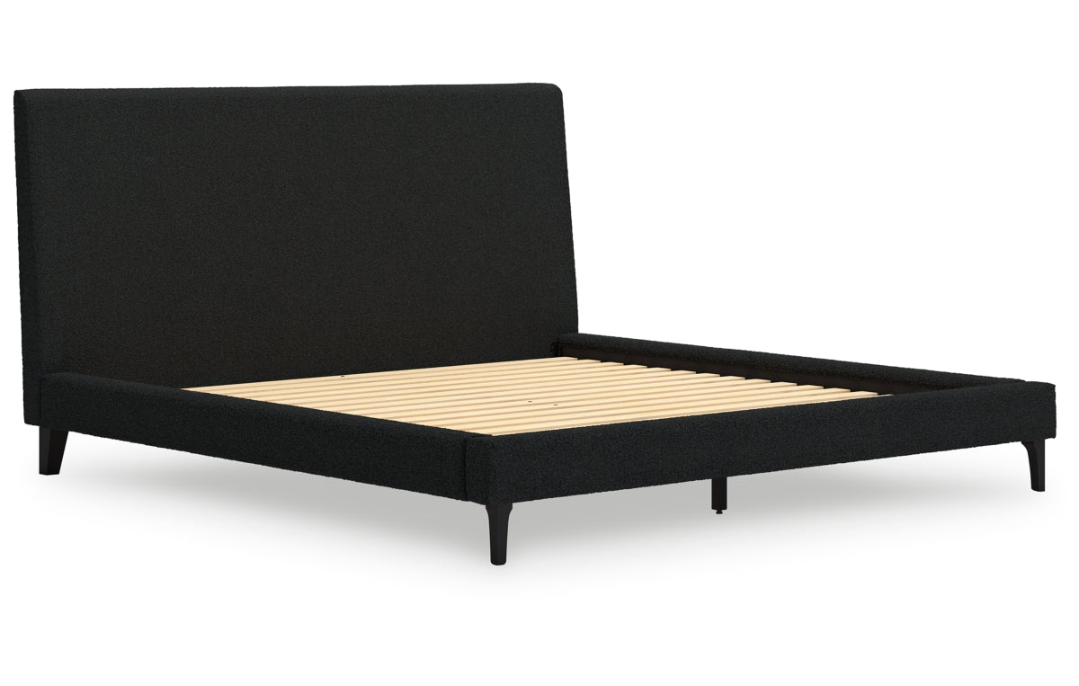 Cadmori King Upholstered Bed with Mirrored Dresser