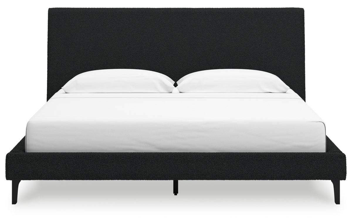 Cadmori King Upholstered Bed with Mirrored Dresser