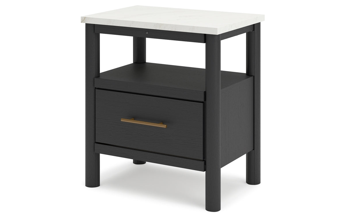 Cadmori Full Upholstered Panel Bed with Mirrored Dresser, Chest and Nightstand