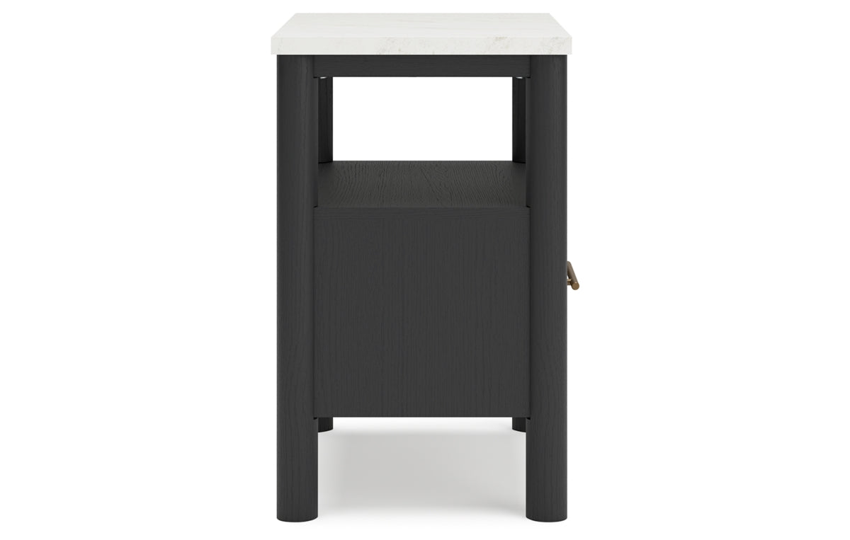 Cadmori Queen Upholstered Panel Bed with Mirrored Dresser, Chest and Nightstand