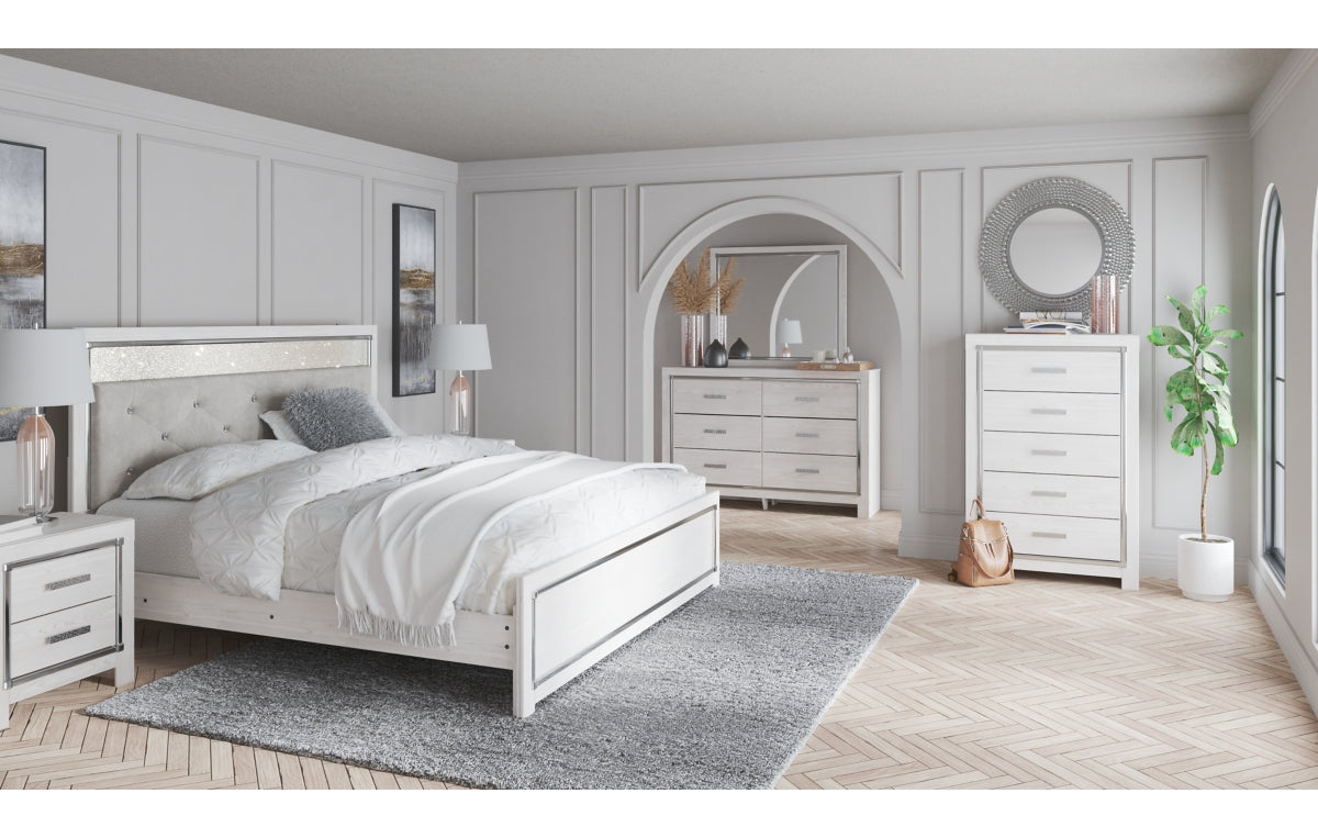 Altyra King Panel Headboard with Mirrored Dresser