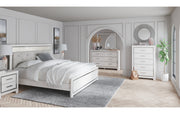 Altyra King Panel Bed with Mirrored Dresser and Chest