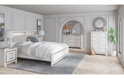 Altyra King Panel Bookcase Bed with Mirrored Dresser