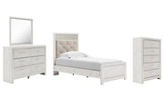 Altyra Twin Panel Bed with Mirrored Dresser and Chest