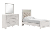 Altyra Twin Panel Bed with Mirrored Dresser