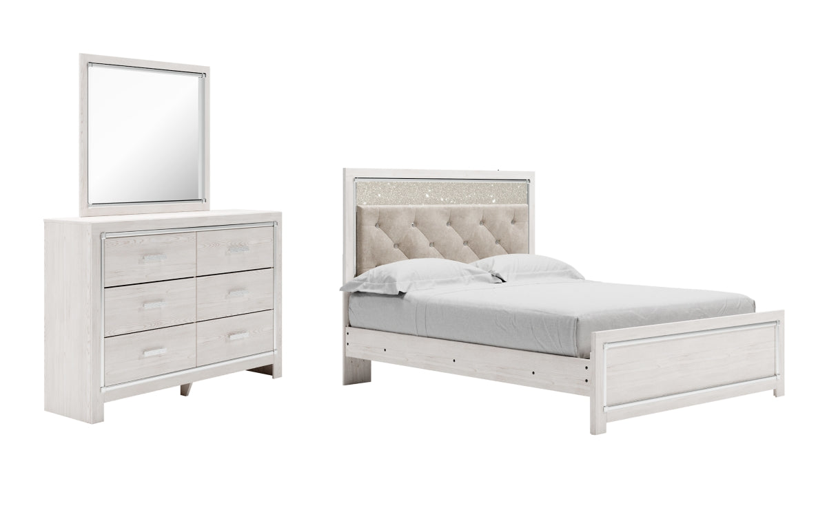 Altyra Queen Panel Bed with Mirrored Dresser