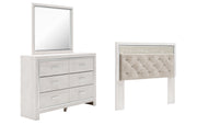 Altyra Queen Panel Headboard with Mirrored Dresser