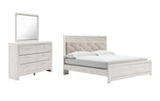 Altyra King Panel Bed with Mirrored Dresser