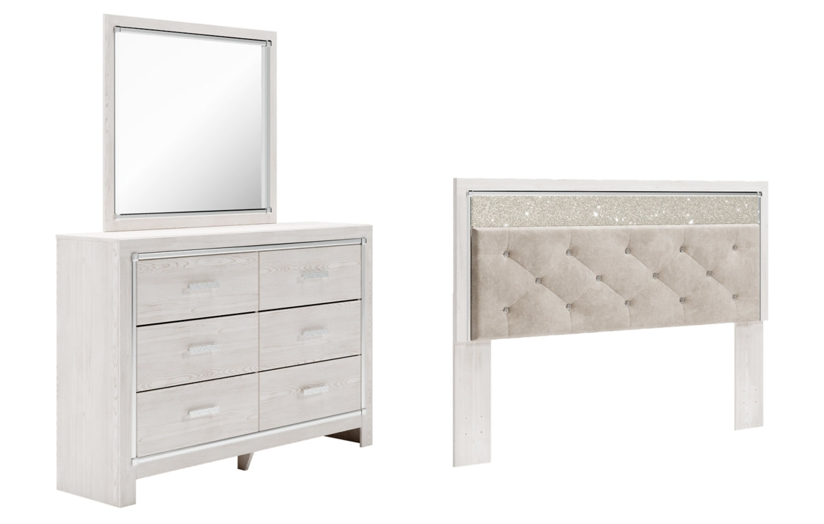 Altyra King Panel Headboard with Mirrored Dresser