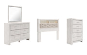 Altyra Queen Bookcase Headboard with Mirrored Dresser and Chest