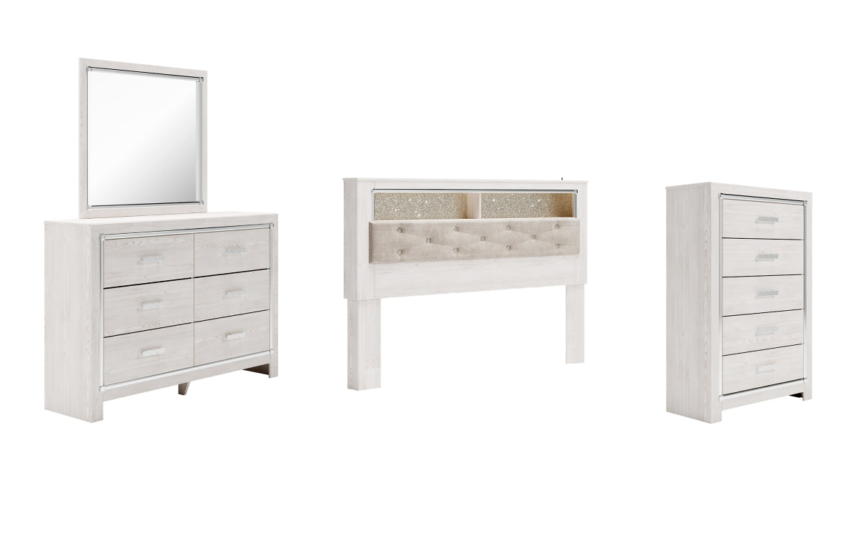 Altyra King Bookcase Headboard with Mirrored Dresser and Chest