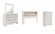 Altyra King Bookcase Headboard with Mirrored Dresser and Chest